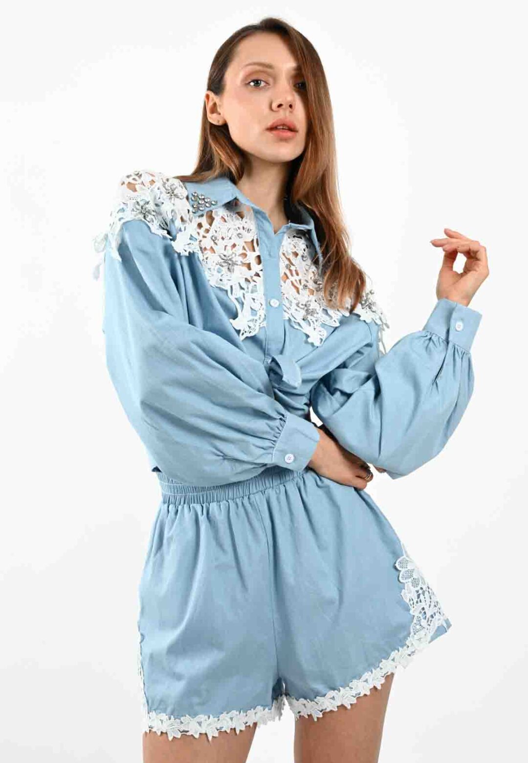 İşlemeli Kot Takım