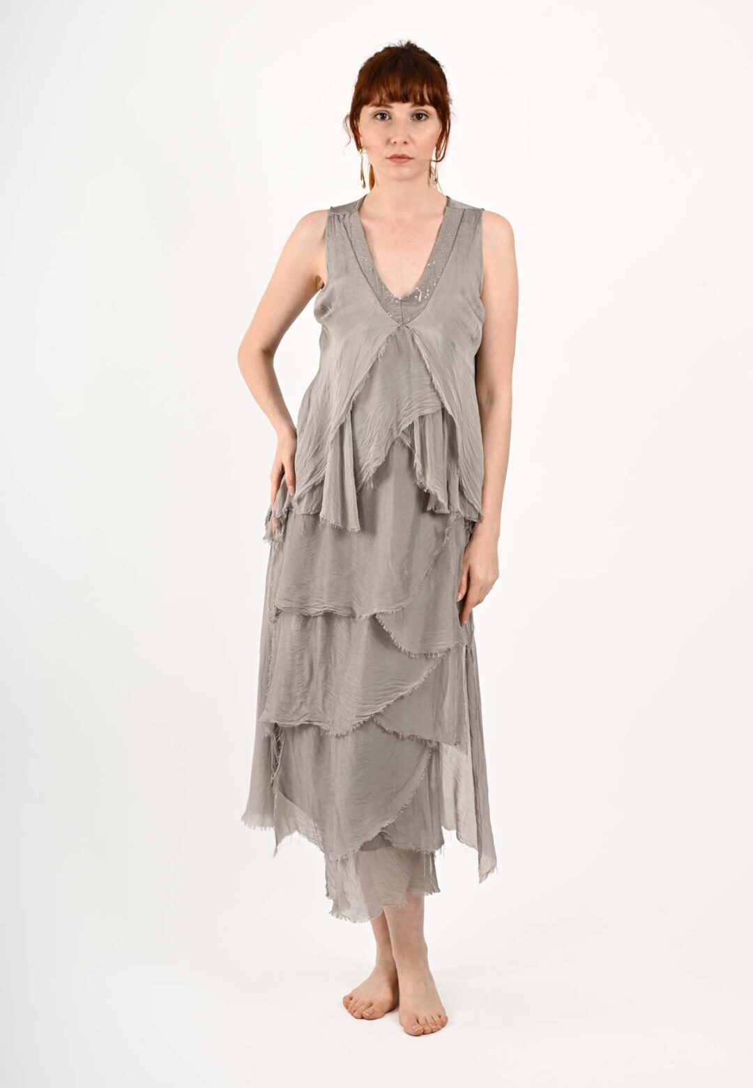 Fırfırlı İpek Elbise